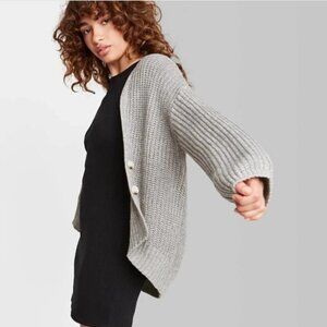 WILD FABLE gray chunky knit hi-lo slouch cardigan S